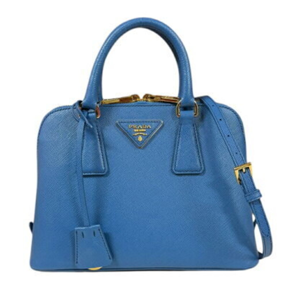 Prada Saffiano Shoulder Bag Leather Blue